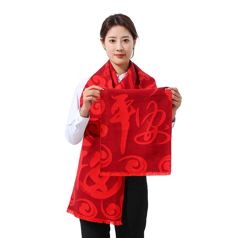 惊艳！高品质红色宽幅围巾，量身定制，尽显风采！